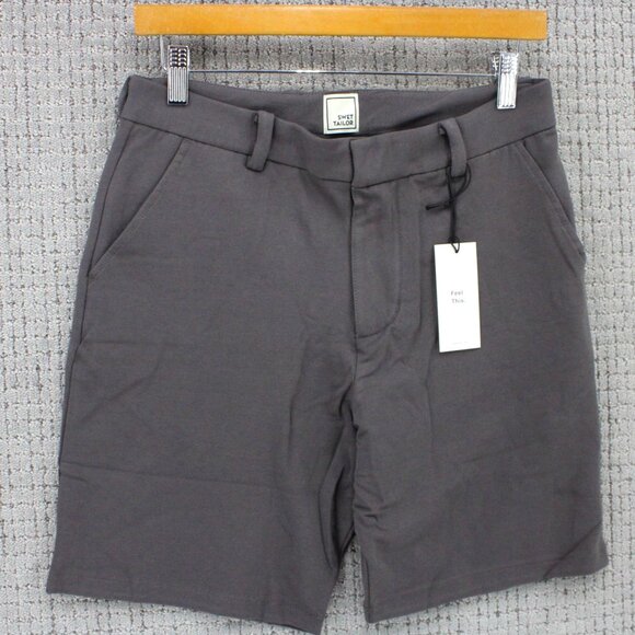 Swet Tailor Chino Shorts Mens Size 29 Gray Solid Performance Lightweight NWT - Picture 1 of 10